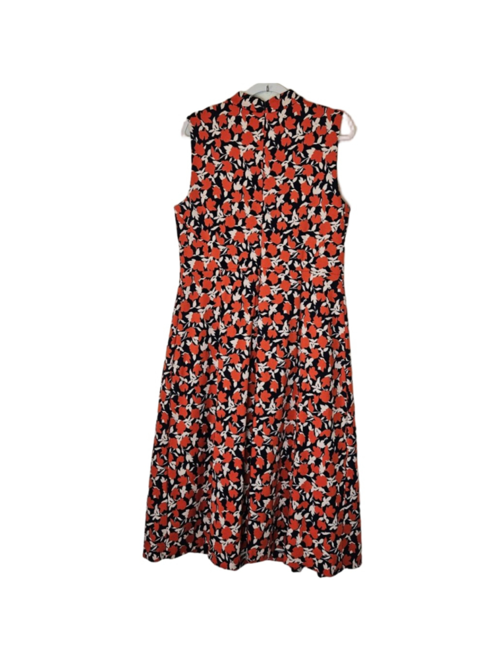 Boden Miriam Ponte Midi Dress Size 12 Red Navy Floral Sleeveless Pockets Preppy - Picture 6 of 12